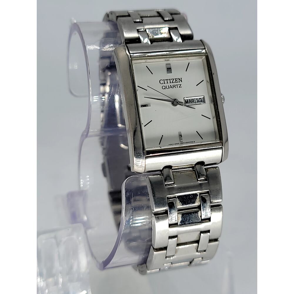 _silver Rectangular Citizen Quartz Watch With Whi… - image 5